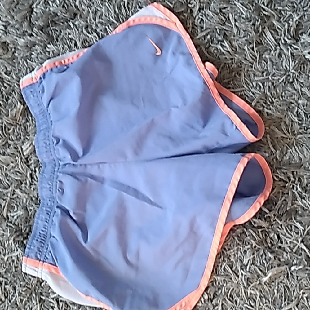 Blue and neon orange shorts